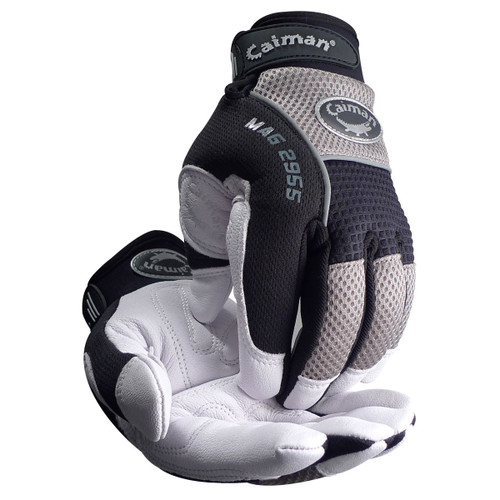 Caiman® MAG™ Multi-Activity Glove with Padded Goat Grain Leather Palm and Gray AirMesh™ Back, X-Large, 6 Pairs, #2955-6