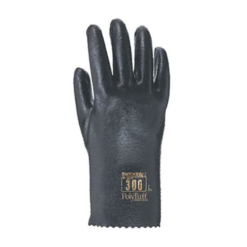 QRP® PolyTuff® ESD Polyurethane Electrostatic Dissipative (ESD) Solvent Glove with Cotton Lining - 10.25", Black, Large,  #300L