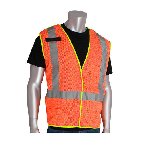  PIP® ANSI Type R Class 2 and CAN/CSA Z96 X-Back Breakaway Mesh Vest, Hi-Vis Orange, Large, #302-0210-OR/L