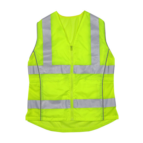 PIP® ANSI Type R Class 2 Women's Contoured Vest with Solid Front, Mesh Back and Adjustable Waist, Hi-Vis Yellow, 2X-Large, #302-0312-LY/2X