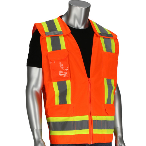 PIP® ANSI Type R Class 2 Mesh Breakaway Eleven Pocket Surveyors Vest, Hi-Vis Orange, 5X-Large, #302-0505-OR/5X