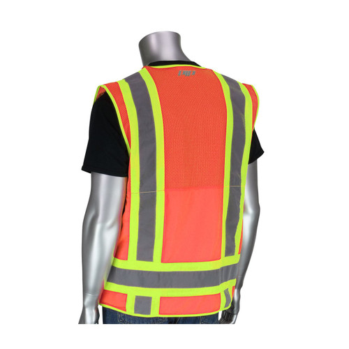 PIP® ANSI Type R Class 2 Two-Tone Ten Pocket Surveyors Tech Vest  302-0700, Hi-Vis Orange, Medium, #302-0700-OR/M