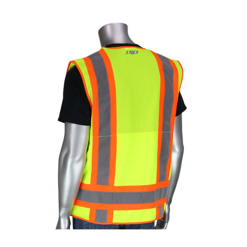 PIP® ANSI Type R Class 2 Two-Tone Ten Pocket Surveyors Tech Vest  302-0700, Hi-Vis Yellow, Large, #302-0700-LY/L