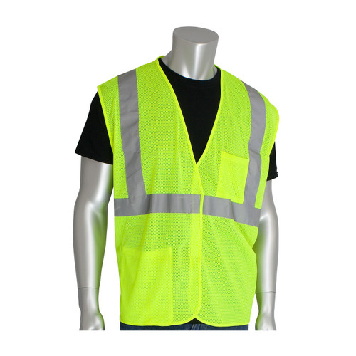 PIP® ANSI Type R Class 2 Two Pocket Value Mesh Vest, Hi-Vis Yellow, 3X-Large, #302-0702-LY/3X