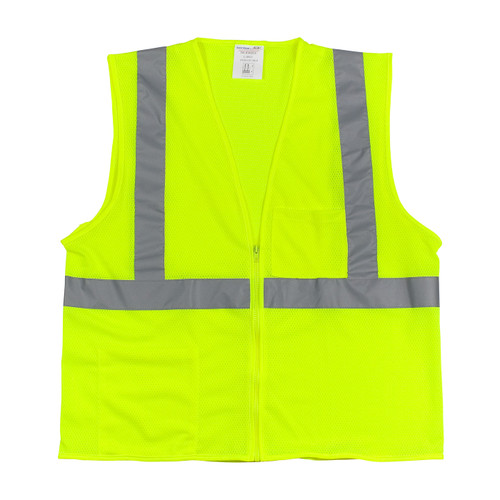 PIP® ANSI Type R Class 2 Two Pocket Zipper Mesh Vest, Hi-Vis Yellow, 5X-Large, #302-0702Z-LY/5X