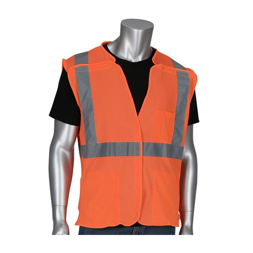 PIP® ANSI Type R Class 2 Three Pocket Mesh Breakaway Vest, Hi-Vis Orange, Small, #302-5PMVOR-S PIP® ANSI Type R Class 2 Three Pocket Mesh Breakaway Vest, Hi-Vis Orange, Small, #302-5PMVOR-S