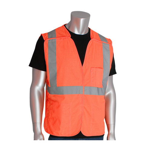 PIP® ANSI Type R Class 2 Three Pocket Solid Breakaway Vest, Hi-Vis Orange, X-Large, #302-5PVOR-XL