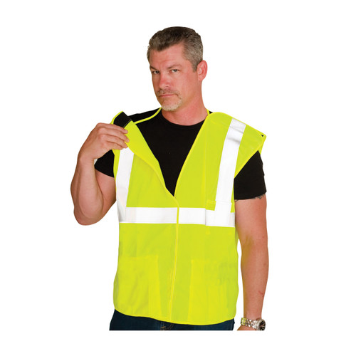 PIP® ANSI Type R Class 2 Three Pocket Solid Breakaway Vest, Hi-Vis Yellow, 2X-Large, #302-5PVLY-2X