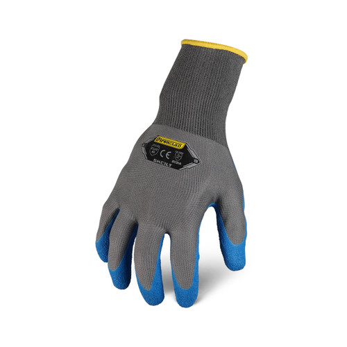 Ironclad A1 Crinkle Latex Knit Gloves, Gray/Blue, Large, (1 Pair), #SKC1LT-04-L