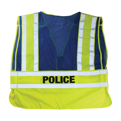 PIP® ANSI Type P Class 2 Public Safety Vest - POLICE Logo, Hi-Vis Yellow/Blue, 2X-Large-5X-Large, #302-PSV-BLU-2X/5X