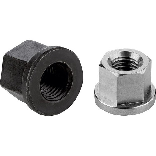 Kipp Hex Nut, High with Collar, 1.5XD, DIN 6331, M08, SW=13, Carbon Steel Bright Black, (10/Pkg), K0701.08