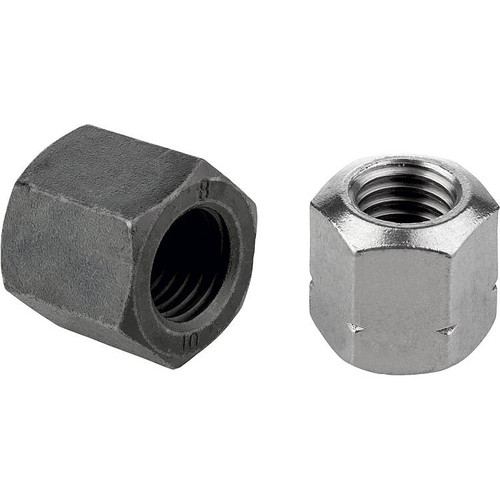 Kipp Hex Nut, High, 1.5 XD, DIN 6330, M10, SW=16, Carbon Steel, Bright, Black (10/Pkg), K0702.10