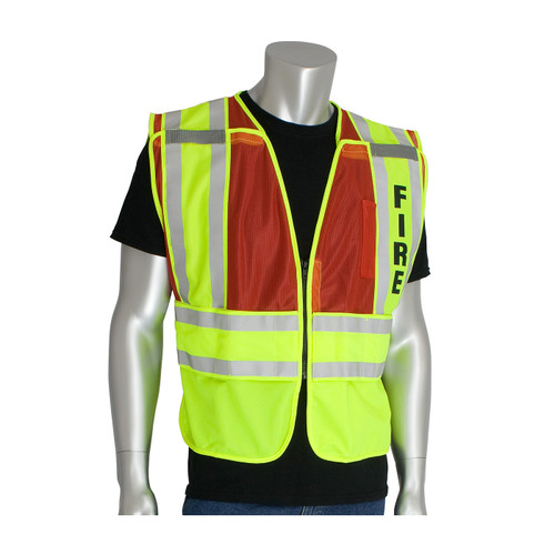 PIP® ANSI Type P Class 2 Public Safety Vest - FIRE Logo, Hi-Vis Yellow/Red, Medium-X-Large, #302-PSV-RED-M/XL