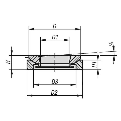 Kipp Spherical Leveling Washers, D1=13 mm, D2=32 mm, Steel, Trivalent Blue Passivated (Qty. 1), K0691.201