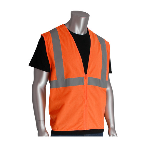 PIP® ANSI Type R Class 2 Value Zipper Solid Vest, Hi-Vis Orange, Large, #302-WCENGZOR-L