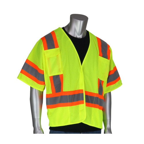 PIP® ANSI Type R Class 3 Two-Tone Breakaway Vest, Hi-Vis Yellow, Medium, #303-5PMTT-LY/M
