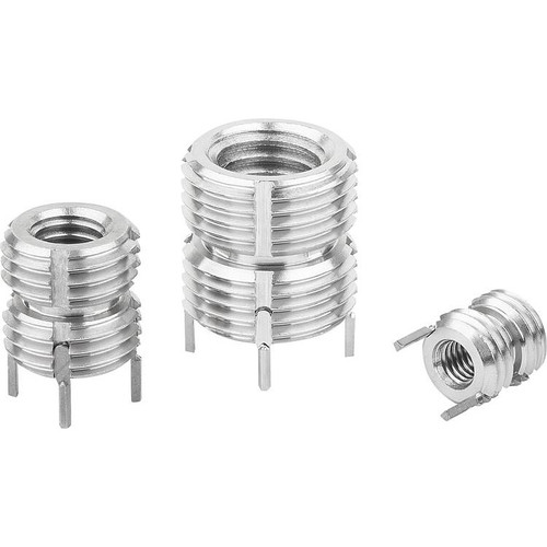 Kipp Threaded Insert, Self-Locking, Reinforced, Internal & External Thread, M20, L=30 mm, Stainless Steel, Passivated, (Qty. 1), K0402.120