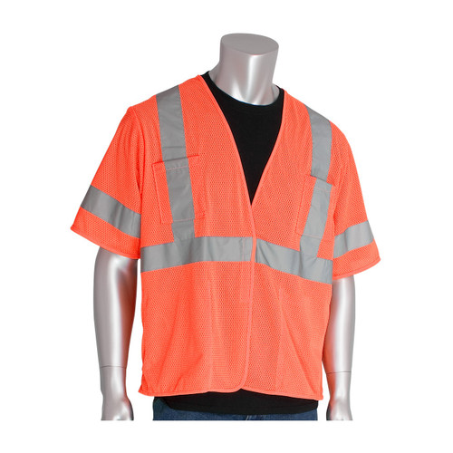 PIP® ANSI Type R Class 3 Value Four Pocket Mesh Vest, Hi-Vis Orange, Medium, #303-HSVEOR-M