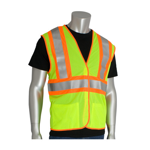 PIP® ANSI Type R Class 2 FR Treated Two-Tone Mesh Vest, Hi-Vis Yellow, 4X/5X-Large, #305-MVFRLY-4X/5X