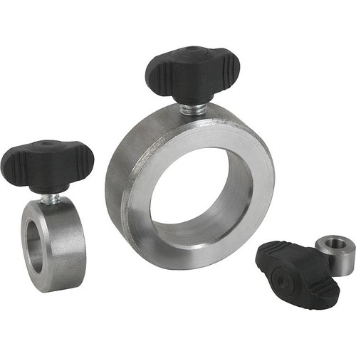 Kipp 32 mm x 50 mm, B= 16 mm, Shaft Collars w/Wing Grip, DIN 705, Thermoplastic, Steel, (Qty. 1), K0407.103201