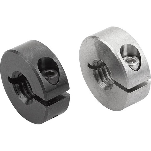 Kipp M3 x 8 Shaft Collars, Tapped, Internal Thread=M6, Locking, 16 mm O.D., Steel, (10/Pkg), K0986.0601