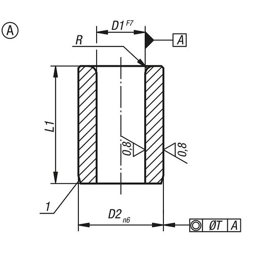 Kipp 0.4 x 3 x 6 mm Drill Bushings Cylindrical, DIN 179, Style A, Mild Steel, (Qty. 1), K1021.A0040X06