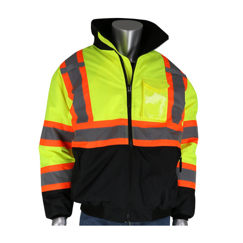 PIP® ANSI Type R Class 3 Value Two-Tone, Black Bottom Bomber Jacket, Hi-Vis Yellow/Green, 2X-Large #333-1745-LY/2X