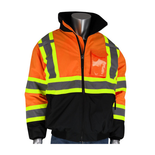 PIP® ANSI Type R Class 3 Value Two-Tone, Black Bottom Bomber Jacket, Hi-Vis Orange, 2X-Large #333-1745-OR/2X