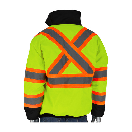 PIP® ANSI Type R Class 3 and CSA Z96 Two-Tone X-Back, Black Bottom Bomber Jacket, Hi-Vis Yellow/Green, 4X-Large #333-1745X-LY/4X