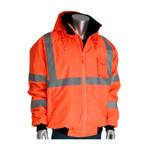 PIP® ANSI Type R Class 3 Value Bomber Jacket with Zip-Out Fleece Liner, Hi-Vis Orange, X-Large #333-1762-OR/XL