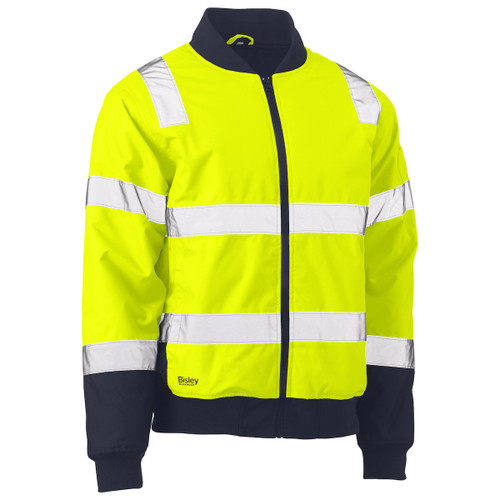 Bisley® ANSI Type R Class 3 Bomber Jacket with Built-In Padded Lng, Hi-Vis Yellow/Green, X-Large #333M6730T-YLNV/XL
