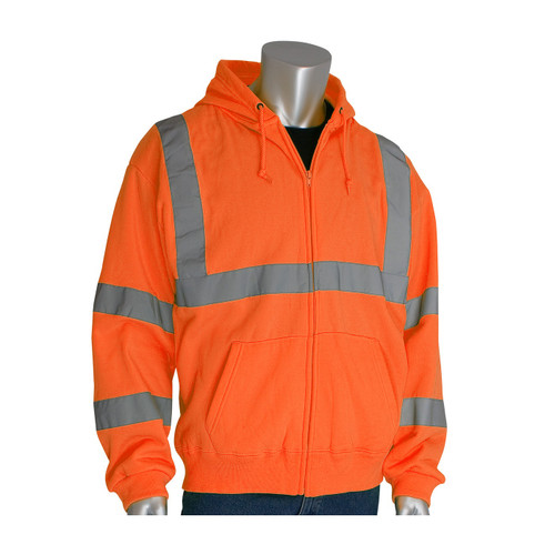 PIP® ANSI Type R Class 3 Hooded Sweatshirt, Hi-Vis Orange, Large #323-HSSEOR-L