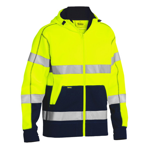 Bisley® ANSI Type R Class 3 Full Zip Hooded Sweatshirt with Sherpa Lining, Hi-Vis Yellow/Green, Large #323M6988T-YLNV/L