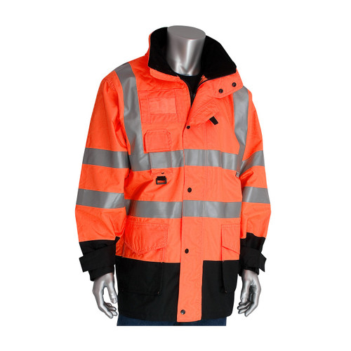 PIP® ANSI Type R Class 3 7-in-1 All Conditions Coat with Inner Jacket and Vest Combination, Hi-Vis Orange, X-Large #343-1756-OR/XL