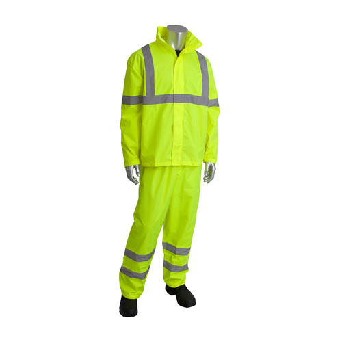 Viz ANSI Type R Class 3 Two-Piece Value Rainsuit Set, Hi-Vis Yellow/Green, 4X/5X-Large #353-1000LY-4X/5X