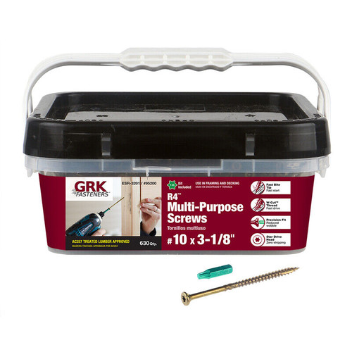 GRK #10 x 3-1/8" R4 Multi-Purpose Screws, Star Drive, (630 Bucket/2 Buckets), #GRK95200