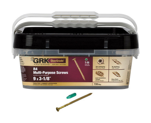 GRK #9 x 3-1/8" R4 Multi-Purpose Screws, Star Drive, (720 Bucket/2 Buckets), #GRK121050