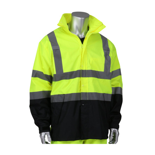 Viz ANSI Type R Class 3 Value All Purpose Waterproof Jacket with Black Bottom, Hi-Vis Yellow/Green, Large/X-Large #353-1200LY-L/XL