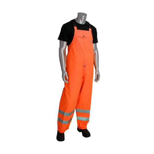 VizPLUS ANSI Class E Heavy Duty Waterproof Breathable Bib, Hi-Vis Orange, Large #353-2001-OR/L