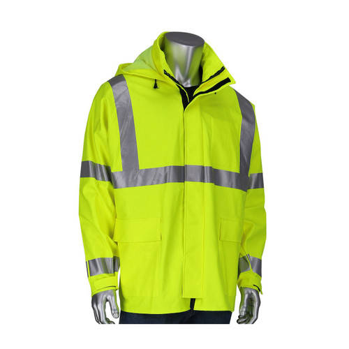 VizAR AR/FR ANSI Type R Class 3 Heavy Duty Waterproof Breathable Jacket, Hi-Vis Yellow/Green, 2X-Large #355-2500AR-LY/2X