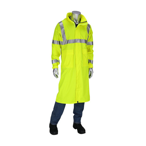 VizAR AR/FR ANSI Type R Class 3 Value All Purpose 48" Raincoat, Hi-Vis Yellow/Green, 3X-Large #355-2505AR-LY/3X