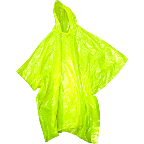 Boss Waterproof Sport Poncho with Hood, 0.4 mm PE, Hi-Vis Yellow/Green, One Size, (12/Case) #43