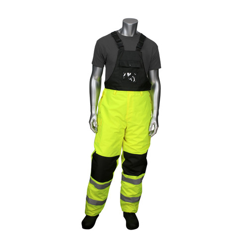 PIP ANSI Class E Insulated Bib Pants with Black Trim, Hi-Vis Yellow/Green, Large #318-1775-LY/L
