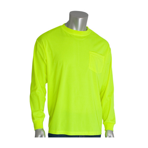 PIP Non-ANSI Long Sleeve T-Shirt, Hi-Vis Yellow/Green, 4X-Large #310-1100-LY/4X