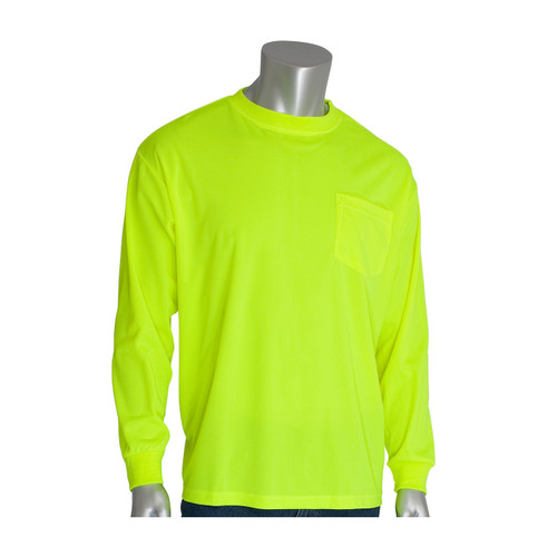 PIP Non-ANSI Long Sleeve T-Shirt, Hi-Vis Yellow/Green, Large #310-1100-LY/L