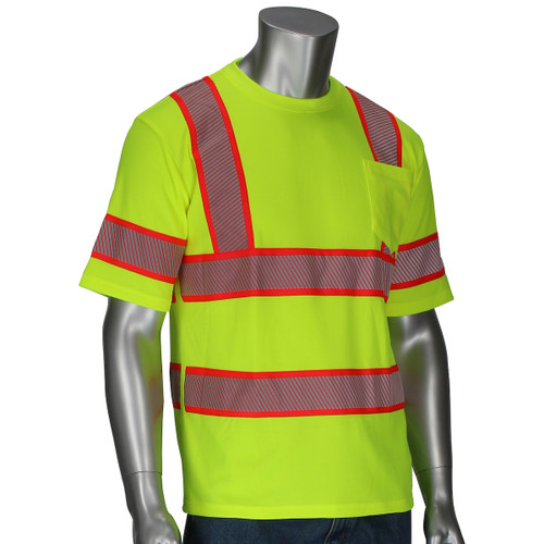 PIP ANSI Type R Class 3 Two-Tone Short Sleeve T-Shirt, Hi-Vis Yellow/Green, 3X-Large #313-1650-LY/3X
