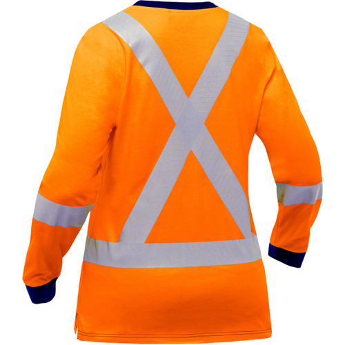 Bisley ANSI Type R Class 3 and CSA Z96 X-Back Women's Long Sleeve Shirt, Hi-Vis Orange, Large #313W6118X-O/L