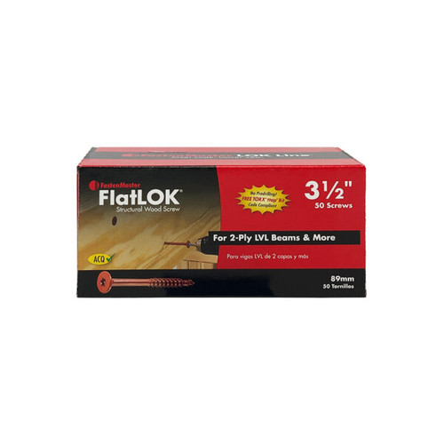 Flatlok .228 x 3-1/2"" Structural Screws, Flat Head, Red (50-PC Box/6 Boxes) #FMFL31250