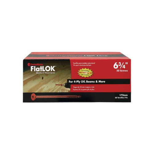 Flatlok .228 x 6-3/4" Structural Screws, Flat Head, Red (50-PC Box/6 Boxes) #FMFL63450 Flatlok .228 x 6-3/4" Structural Screws, Flat Head, Red (50-PC Box/6 Boxes) #FMFL63450