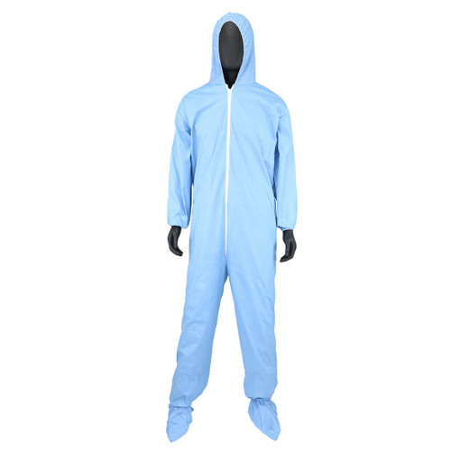 Posi-Wear Flame Resistant Coverall w/Elastic Hood, Wrist, Ankle & Boots/Blue/Medium (25/Case) 3109/M